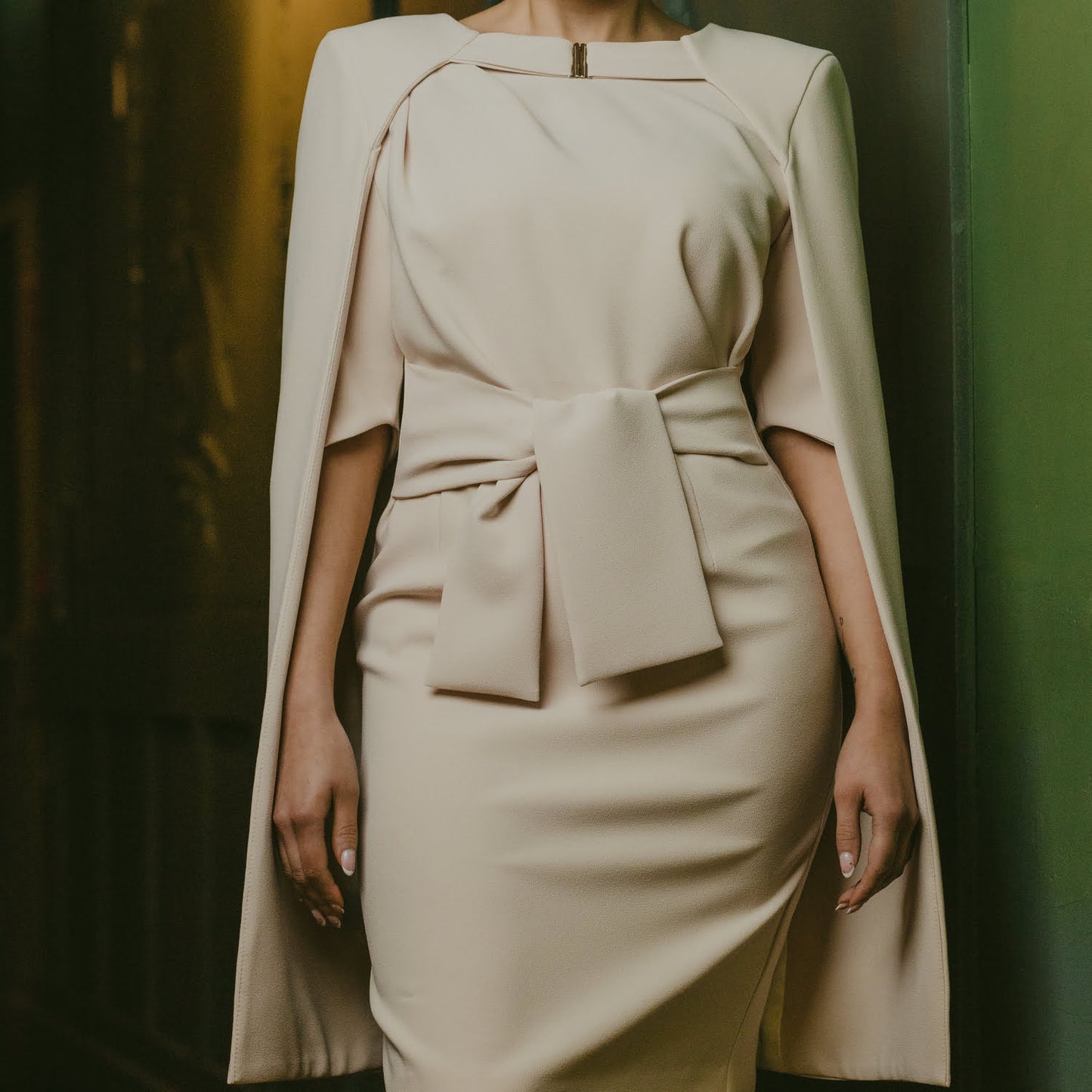 Champagne crepe cape