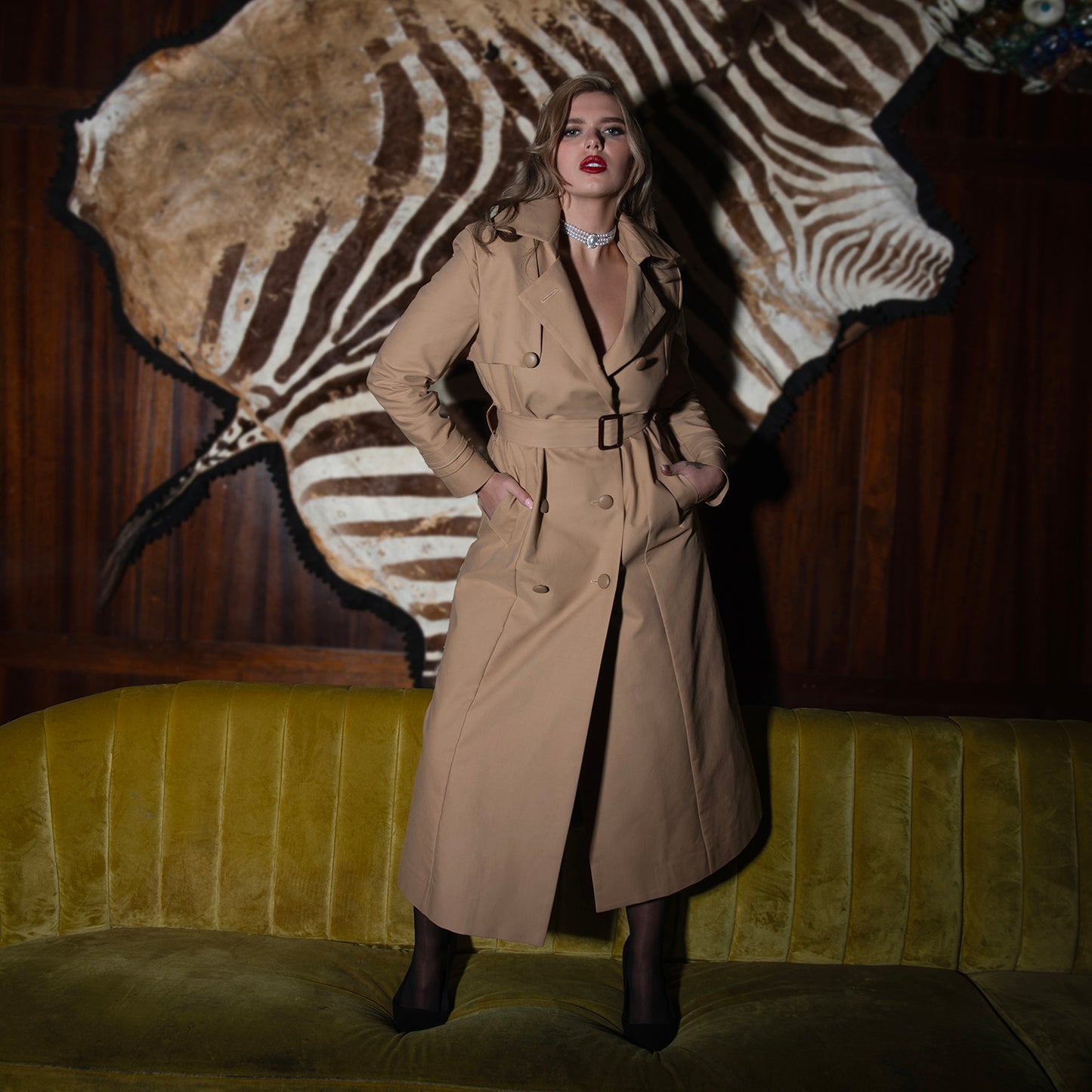 Full Length Camel Cotton Trench Coat