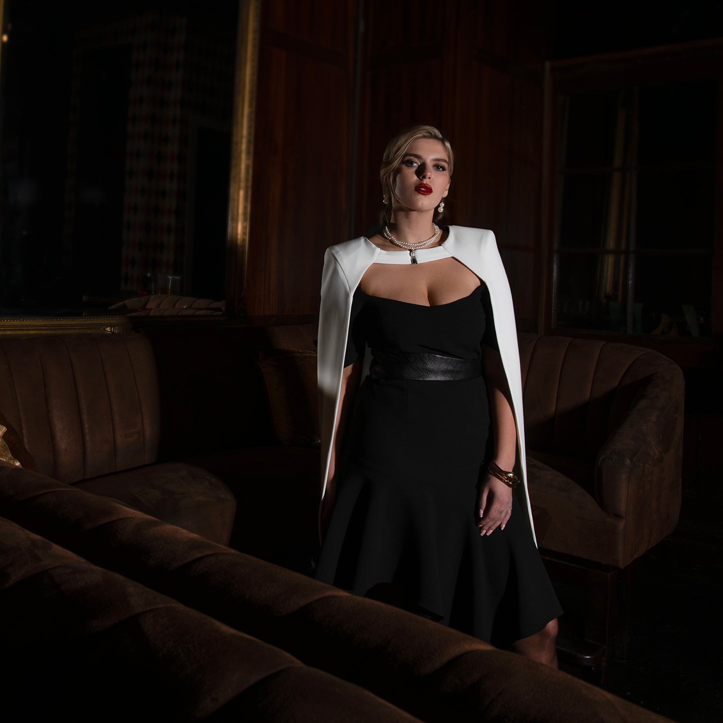 White Tailored Crepe Cape