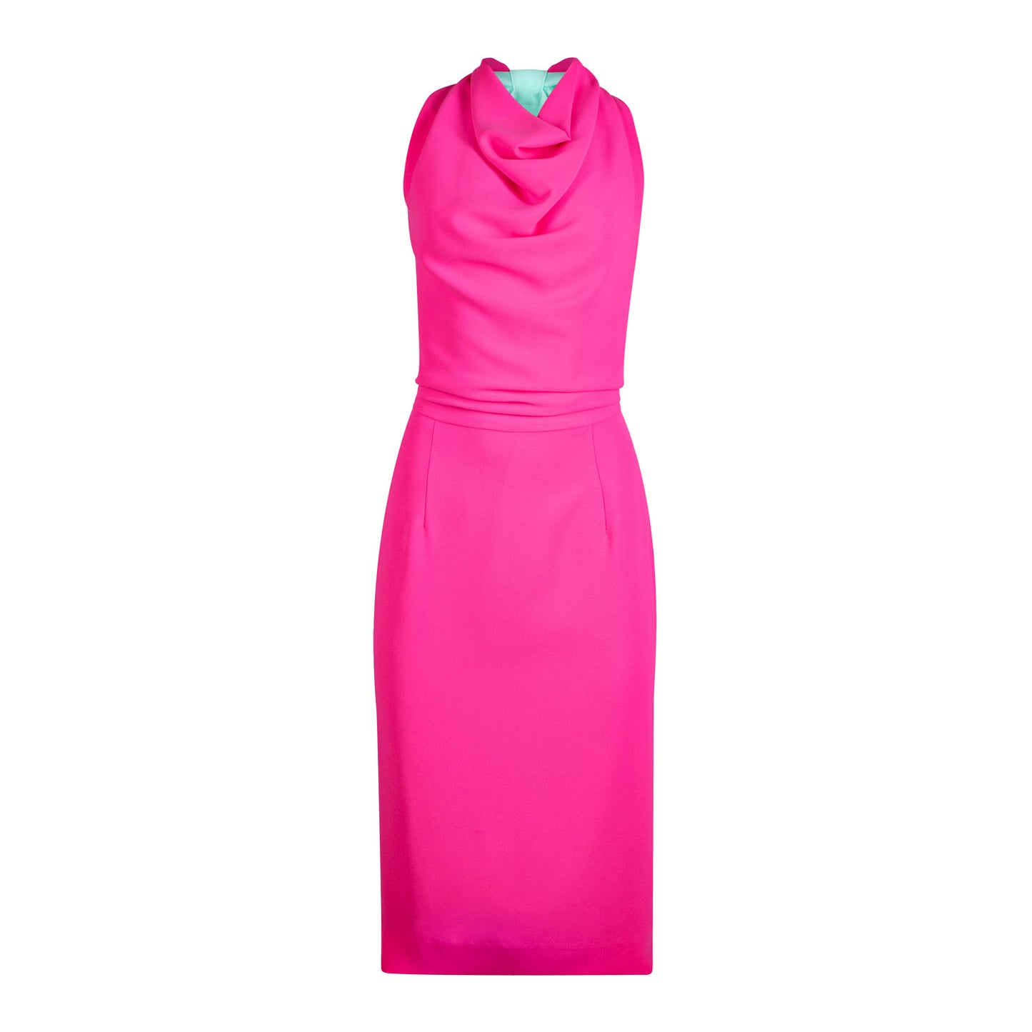 Neon pink Halter-neck With Mint Ribbon Dress