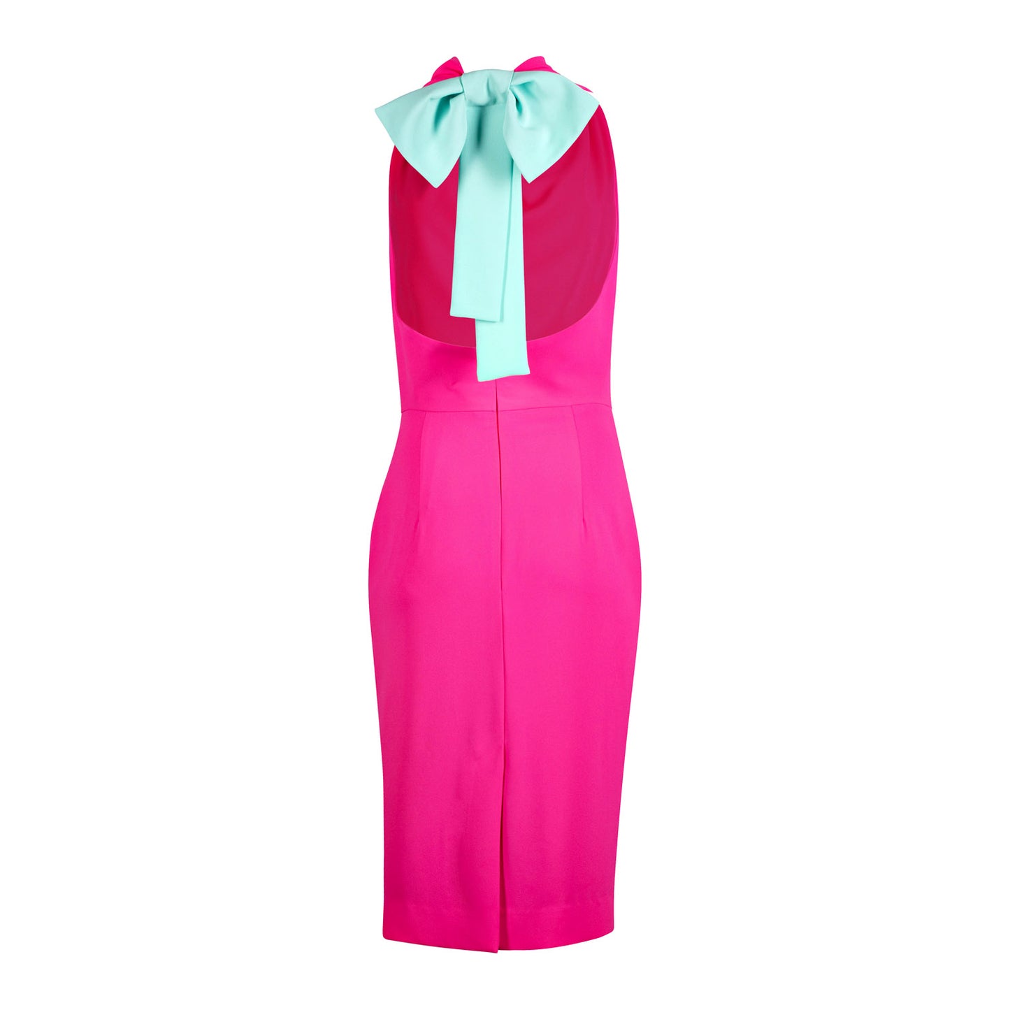 Neon pink Halter-neck With Mint Ribbon Dress