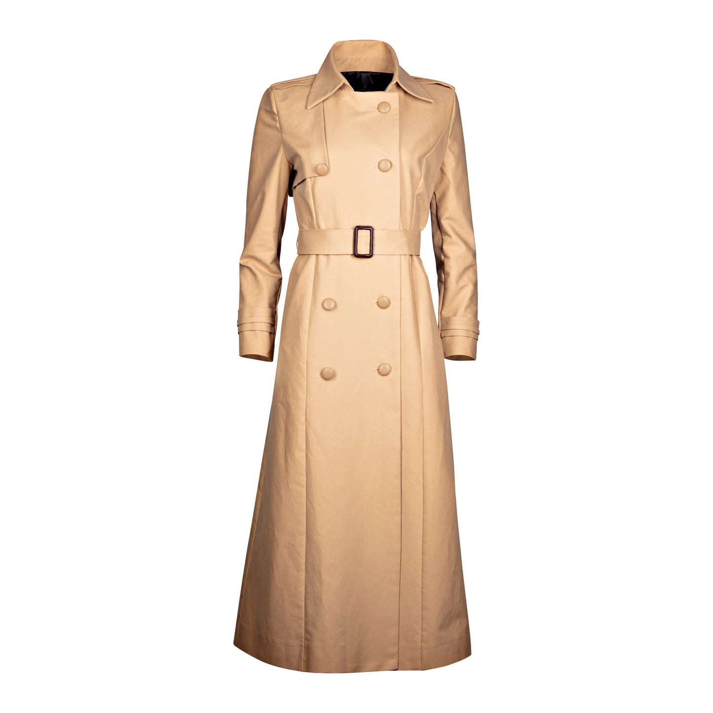 Full Length Camel Cotton Trench Coat