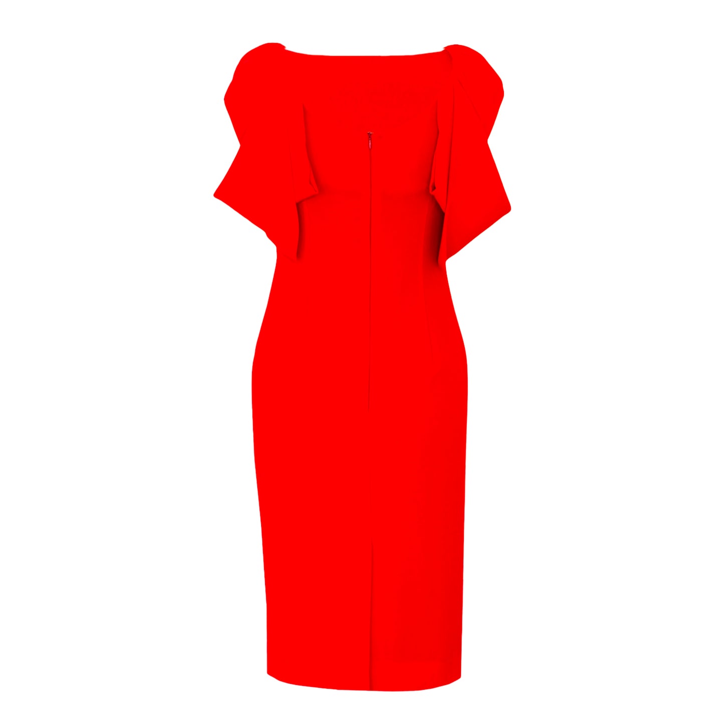 Red Floral Sleeve Crepe Dress