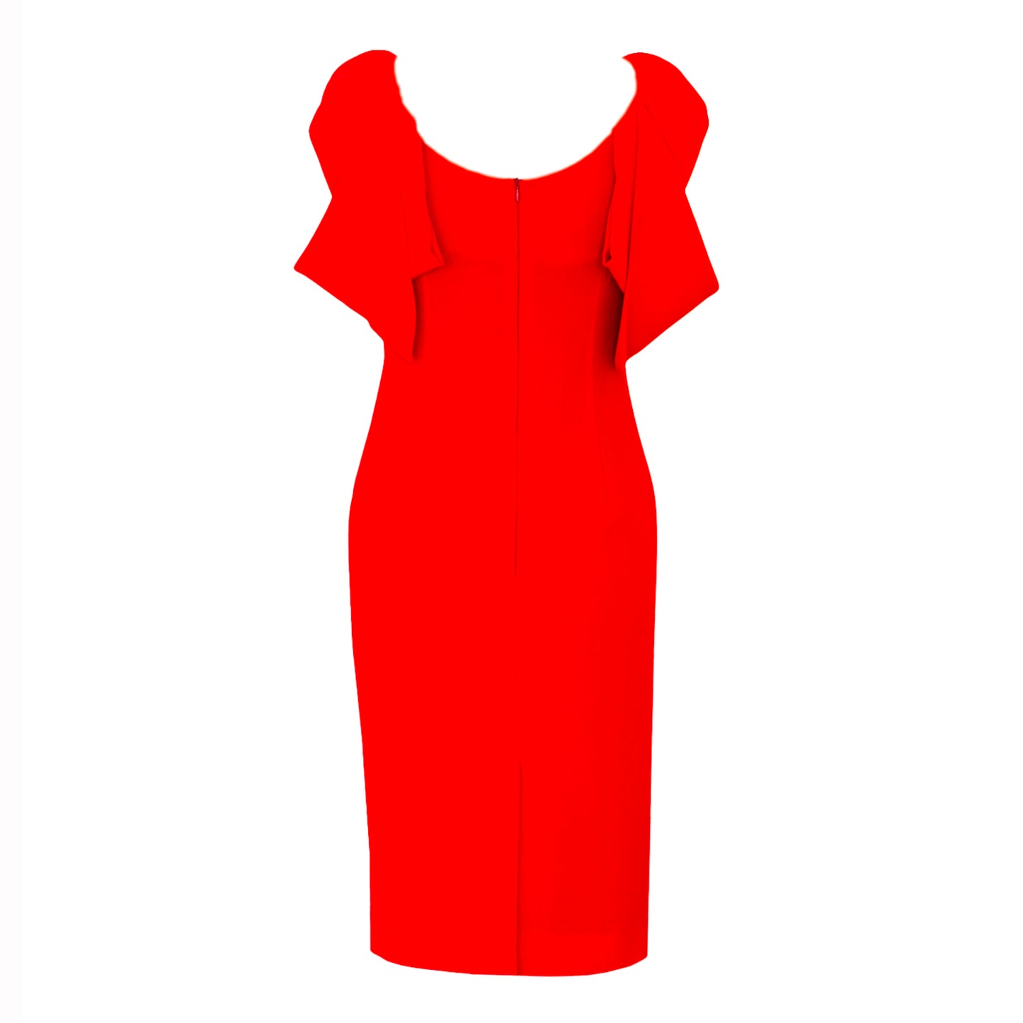 Red Floral Sleeve Crepe Dress