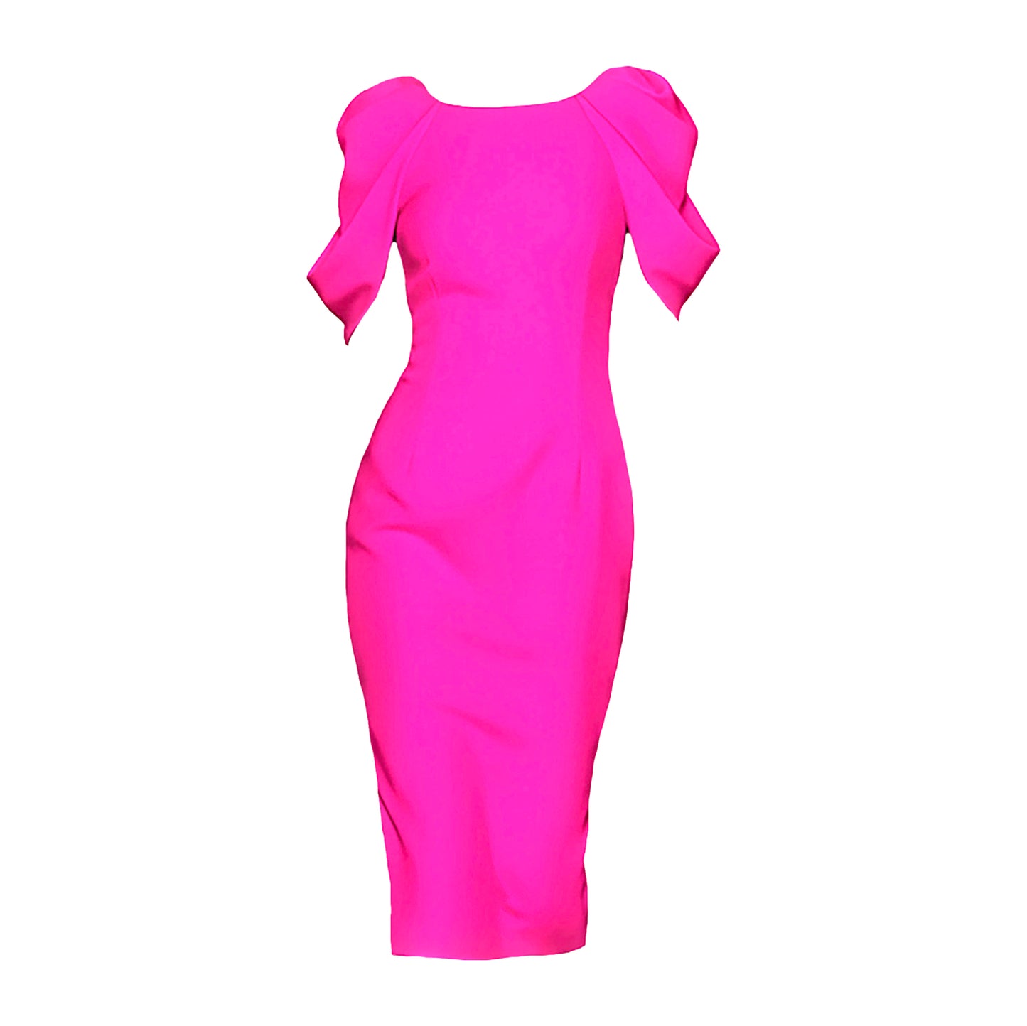 Neon Pink Floral Sleeve Crepe Dress