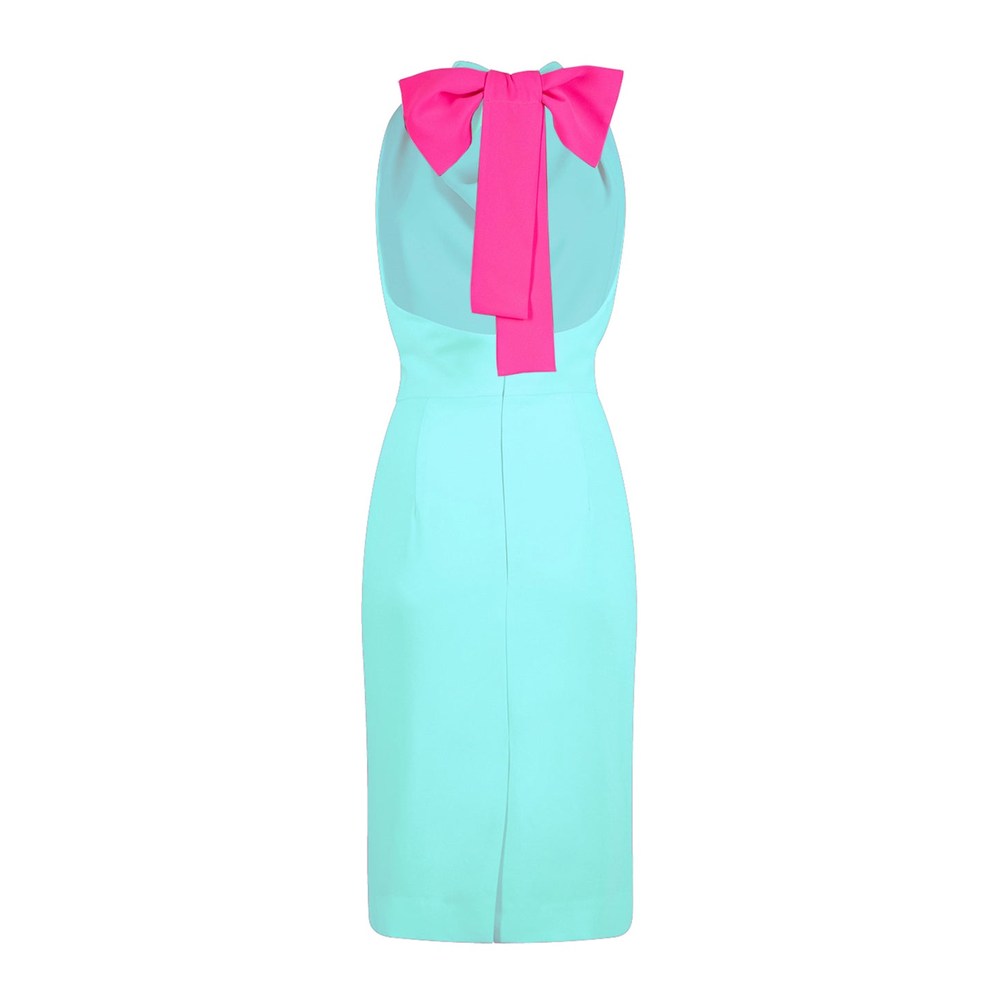 Mint Halter-neck With Neon Pink Ribbon Dress