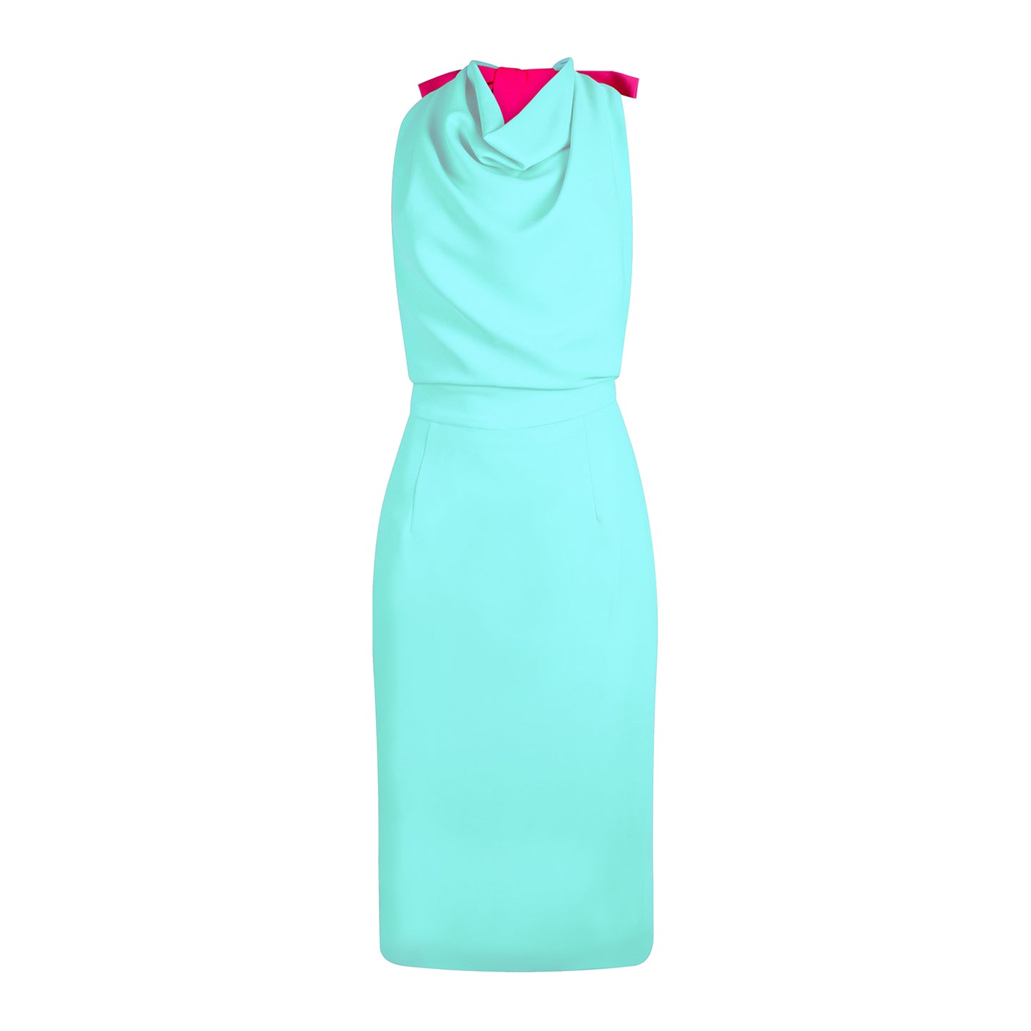 Mint Halter-neck With Neon Pink Ribbon Dress