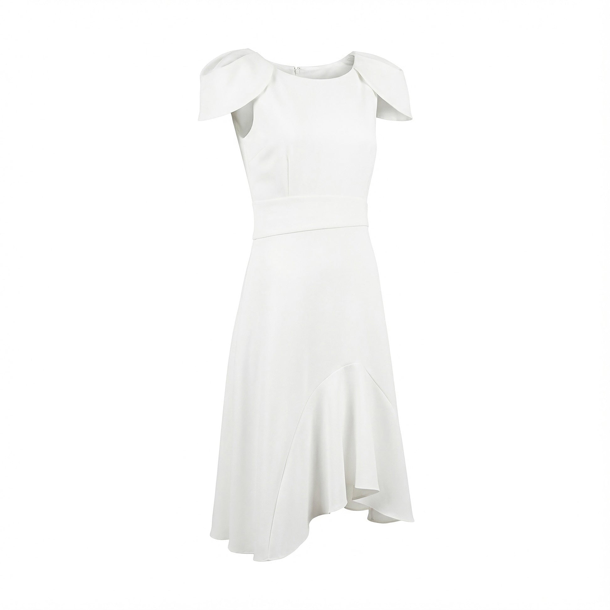White Floral Cape Sleeve Flare Dress Sookyoung Song White Floral Cape Sleeve Flare Dress Sookyoung Song